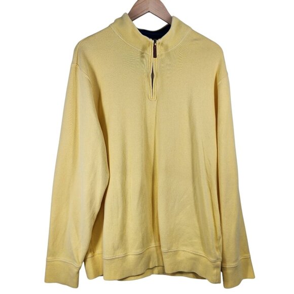 Lands' End‎ Men's Bedford Rib Quarter Zip Sweater Quarter Zip Yellow Men's XL/T - Picture 8 of 8